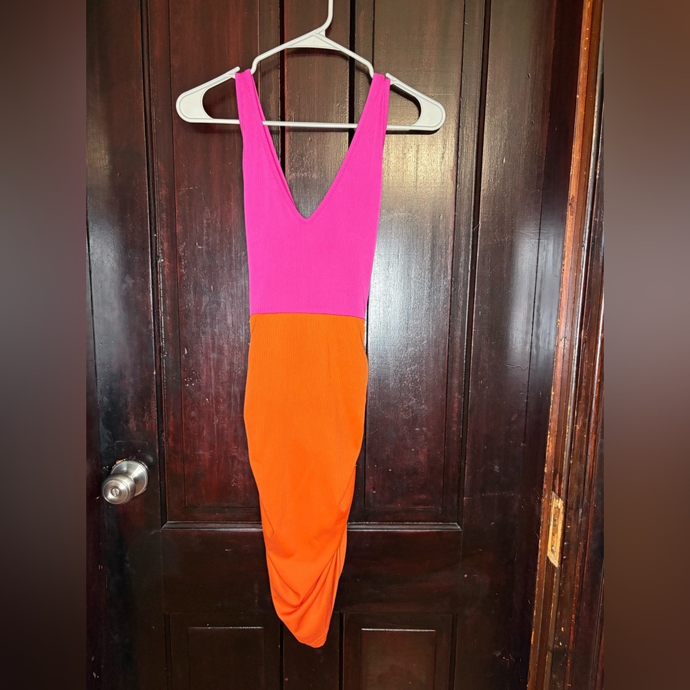 SHEIN Pink and Orange Backless Dress